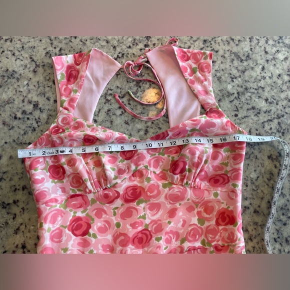 Women’s 100% silk LOFT rose print dress size 8 - Picture 3 of 6